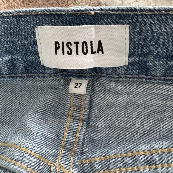 Pistola High Rise Button Fly Straight Leg Denim Jeans Slight Distressing Size 27 - Picture 7 of 9